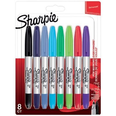 Marcadores Permanentes Ponta Fina de 8 Unidades (Cores Sortidas) - SHARPIE Marcadores Permanentes Ponta Fina de 8 Unidades (Cores Sortidas) - SHARPIE