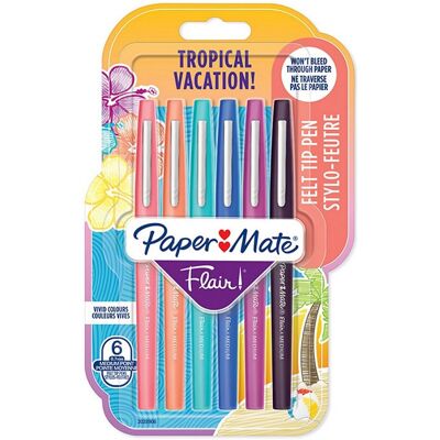 PAPERMATE Pack 6x Canetas Flair Tropical (Cores Sortidas) - PAPER MATE PAPERMATE Pack 6x Canetas Flair Tropical (Cores Sortidas) - PAPER MATE