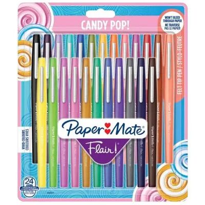 PAPERMATE Pack 24x Canetas Flair Candy Pop (Cores Sortidas) - PAPER MATE PAPERMATE Pack 24x Canetas Flair Candy Pop (Cores Sortidas) - PAPER MATE