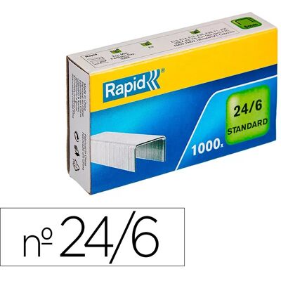 Agrafos Rapid Nº 24/6 Caixa de 1000 Unidades Galvanizados Agrafos Rapid Nº 24/6 Caixa de 1000 Unidades Galvanizados