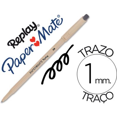 PAPERMATE Caneta Replay Iii Pretacom Borracha PAPERMATE Caneta Replay Iii Pretacom Borracha