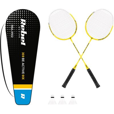 Conjunto de Badminton 6 Peças (Amarelo) - REBEL ACTIVE Conjunto de Badminton 6 Peças (Amarelo) - REBEL ACTIVE