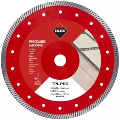 Disco Diamantado p/ Cerâmicas TPL 300 EXT PRO Rubi 40914 Disco Diamantado p/ Cerâmicas TPL 300 EXT PRO Rubi 40914