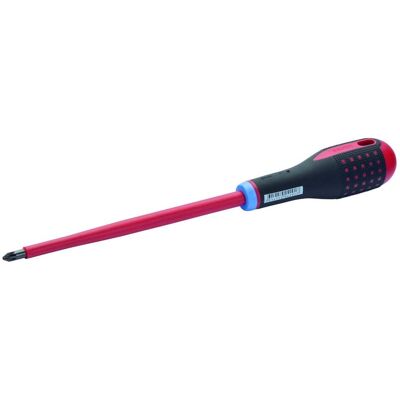 Chave de parafusos Pozidriv isolada ERGO™ VDE com pega de 3 componentes PZ0 x 20 mm x 75 mm Bahco BE-8811S Chave de parafusos Pozidriv isolada ERGO™ VDE com pega de 3 componentes PZ0 x 20 mm x 75 mm Bahco BE-8811S