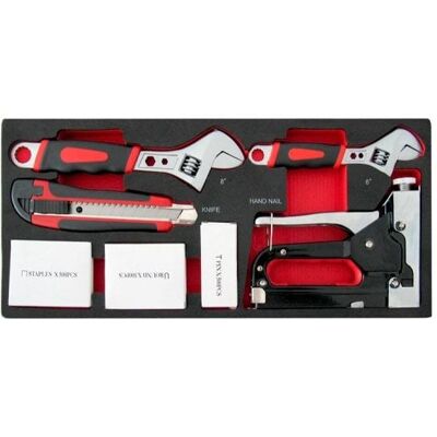 Módulo 7 peças, chaves inglesas, agrafador, x-ato Kroftools 8571 Módulo 7 peças, chaves inglesas, agrafador, x-ato Kroftools 8571