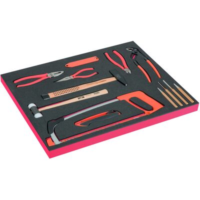 Conjunto de alicates, ferramentas de corte e martelos em inserção de espuma 3/3 Fit&Go - 13 peças Bahco FF1A154 Conjunto de alicates, ferramentas de corte e martelos em inserção de espuma 3/3 Fit&Go - 13 peças Bahco FF1A154