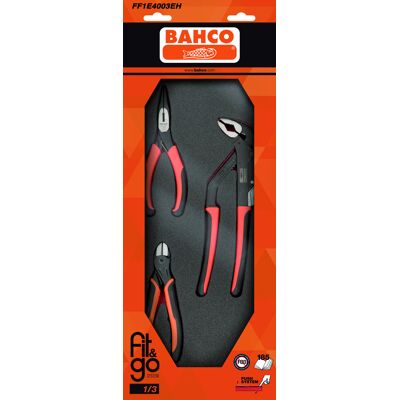 Conjunto de alicates em inserção de espuma 1/3 Fit&Go - 3 peças por embalagem Bahco FF1E4003EH Conjunto de alicates em inserção de espuma 1/3 Fit&Go - 3 peças por embalagem Bahco FF1E4003EH