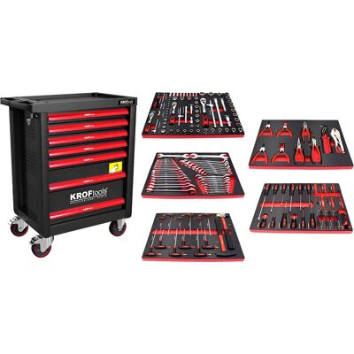 Carro de Ferramentas com 7 Gavetas 160Pcs Kroftools 8621 Carro de Ferramentas com 7 Gavetas 160Pcs Kroftools 8621