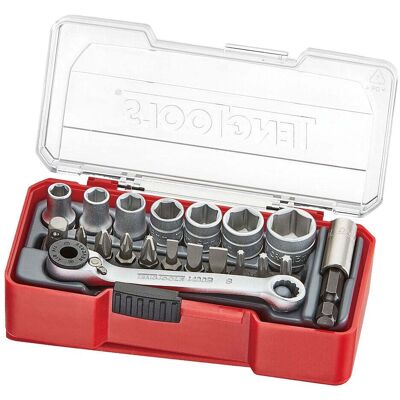 Teng Tools Conjunto de chaves de soquete de 1/4" de 6 pontas com clipe para cinto, 20 peças Tengtools TJ1420 Teng Tools Conjunto de chaves de soquete de 1/4" de 6 pontas com clipe para cinto, 20 peças Tengtools TJ1420