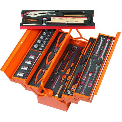 Caixa metálica Cantilever com espumas para caixa de ferramentas de utilização geral - 69 peças Bahco 3149-ORFF1 Caixa metálica Cantilever com espumas para caixa de ferramentas de utilização geral - 69 peças Bahco 3149-ORFF1