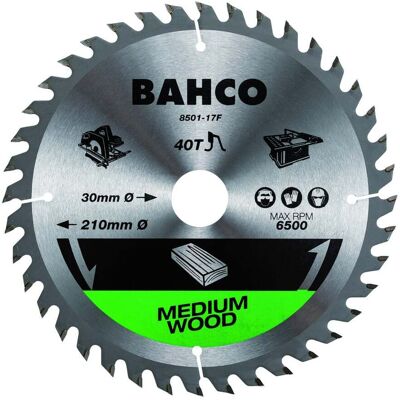 40-dentes Lâminas para serra circular para serras portáteis/de mesa em madeira - 180 mm Bahco 8501-12F 40-dentes Lâminas para serra circular para serras portáteis/de mesa em madeira - 180 mm Bahco 8501-12F