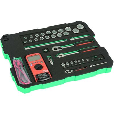 Bahco Conjunto de chaves de caixa 1/4" e 1/2" e multímetro em inserção de espuma para 4750RCHDW01 mala rígida para trabalhos pesados - 51 peças Ba Bahco Conjunto de chaves de caixa 1/4" e 1/2" e multímetro em inserção de espuma para 4750RCHDW01 mala rígida para trabalhos pesados - 51 peças Ba