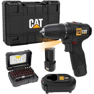 Caterpillar Berbequim de impacto 12V/2.0Ah 32 Peças CAT DX1160 Caterpillar Berbequim de impacto 12V/2.0Ah 32 Peças CAT DX1160