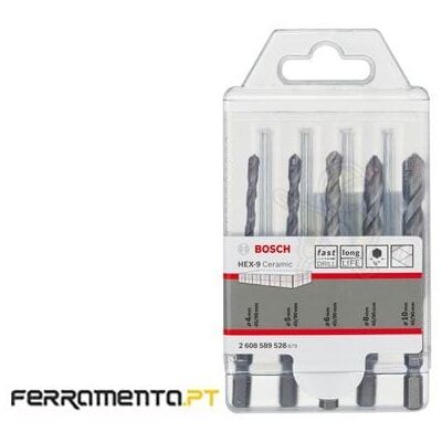 Jogo de 5 Brocas p/Cerâmica HEX-9 Ceramic Bosch 2608589528 Jogo de 5 Brocas p/Cerâmica HEX-9 Ceramic Bosch 2608589528