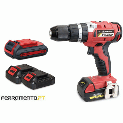 Berbequim c/ percussão 18V 2.0Ah Stayer PBL222P Berbequim c/ percussão 18V 2.0Ah Stayer PBL222P