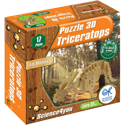 Puzzle 3D em madeira - Triceratops Brinquedo Educativo +6 Anos Science4you Puzzle 3D em madeira - Triceratops Brinquedo Educativo +6 Anos Science4you