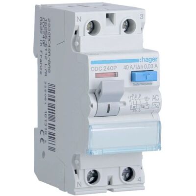 Hager CDC240P - 2P - 40A 30mA - AC - interruptor diferencial Hager CDC240P - 2P - 40A 30mA - AC - interruptor diferencial