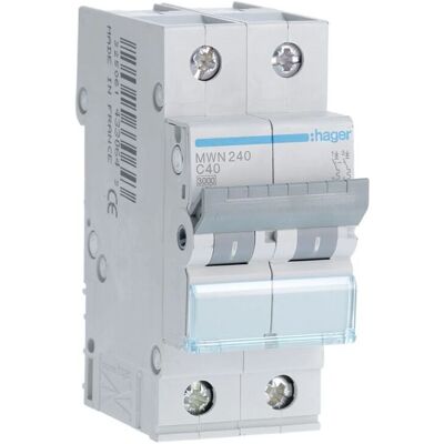 Disjuntor 2P 40A C 3kA 2M MWN240 Hager Disjuntor 2P 40A C 3kA 2M MWN240 Hager