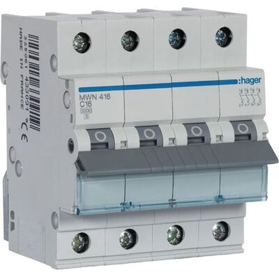 Disjuntor 4P 16A C 3kA 4M MWN416 Hager Disjuntor 4P 16A C 3kA 4M MWN416 Hager