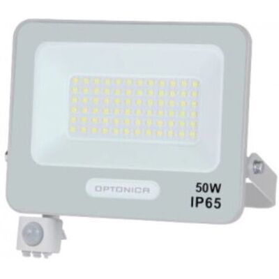 Projetor LED Exterior C/ Sensor 50W Branco Optonica Projetor LED Exterior C/ Sensor 50W Branco Optonica