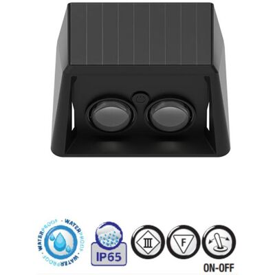 Aplique Solar LED Malibu 4W Preto IP65 HorozElectric Aplique Solar LED Malibu 4W Preto IP65 HorozElectric