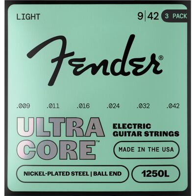 Fender 1250 Ultracore Guitar Strings Nickel Plated Steel Ball End 1250L Gauges 009-042 (6) 3-Pack Fender 1250 Ultracore Guitar Strings Nickel Plated Steel Ball End 1250L Gauges 009-042 (6) 3-Pack
