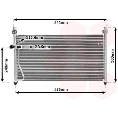 Condensador de ar condicionado VAN WEZEL 27005126 em alumínio - Sem dessecador Condensador de ar condicionado VAN WEZEL 27005126 em alumínio - Sem dessecador