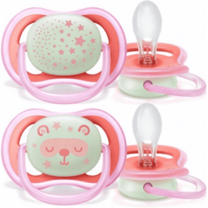 Conjunto de 2 chupetas Ultra Air Night da Philips Avent - Rosa - 6-18 meses Conjunto de 2 chupetas Ultra Air Night da Philips Avent - Rosa - 6-18 meses