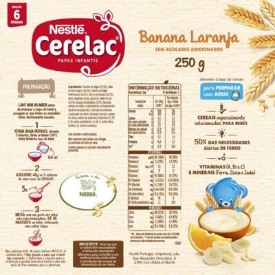 Nestlé Cerelac Banana Leite Laranja - papa infantil Nestlé Cerelac Banana Leite Laranja - papa infantil