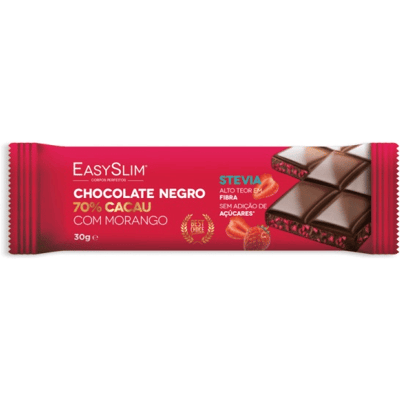 EasySlim Chocolate Negro 70% Cacau com Morango 30g EasySlim Chocolate Negro 70% Cacau com Morango 30g