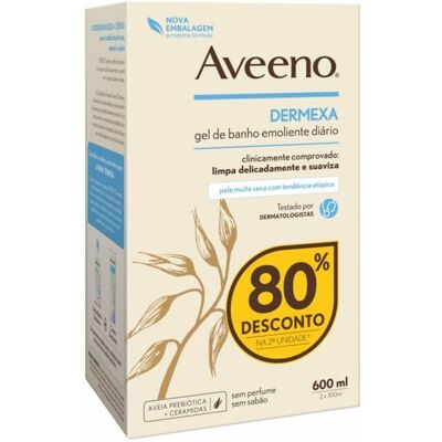 Aveeno Dermexa Gel de Banho Emoliente 300 X2 com 80% desconto Aveeno Dermexa Gel de Banho Emoliente 300 X2 com 80% desconto