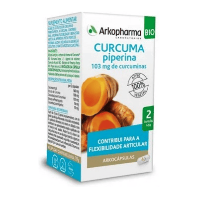 Cápsulas de Cúrcuma Arkopharma - Suplemento Orgânico para as Articulações Cápsulas de Cúrcuma Arkopharma - Suplemento Orgânico para as Articulações