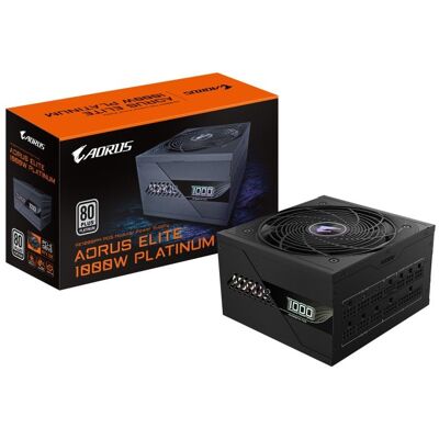 Fonte de alimentação modular GIGABYTE 1000W 80 PLUS Platinum AORUS ELITE P1000W ICE PCIe 5.0 ATX 3.0 Fonte de alimentação modular GIGABYTE 1000W 80 PLUS Platinum AORUS ELITE P1000W ICE PCIe 5.0 ATX 3.0