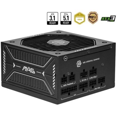 Fonte de Alimentação MSI MAG A650GLS 650W 80 PLUS Gold Modular PCIE5 ATX FDB Fonte de Alimentação MSI MAG A650GLS 650W 80 PLUS Gold Modular PCIE5 ATX FDB