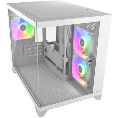 Caixa Cougar CGR-2QA6W-RGB Mini Tower micro ATX Mini-ITX Vidro Temperado Branco RGB Caixa Cougar CGR-2QA6W-RGB Mini Tower micro ATX Mini-ITX Vidro Temperado Branco RGB