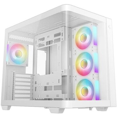 Caixa DeepCool CG530U 4F WH Vidro Curvo ARGB ATX Branca Caixa DeepCool CG530U 4F WH Vidro Curvo ARGB ATX Branca