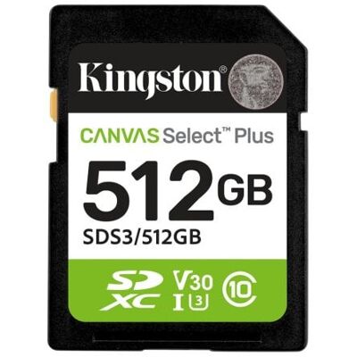 Kingston Canvas Select Plus Cartão SD 512GB UHS-I U3 V30 150MB/s Kingston Canvas Select Plus Cartão SD 512GB UHS-I U3 V30 150MB/s