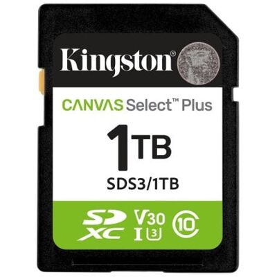 Cartão SD Kingston Canvas Select Plus Gen3 1TB 150MB/s UHS-I U3 V30 Cartão SD Kingston Canvas Select Plus Gen3 1TB 150MB/s UHS-I U3 V30