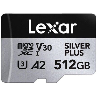 Memória Flash Lexar Professional SILVER PLUS 512GB MicroSDXC UHS-I 205MB/s 150MB/s V30 A2 Memória Flash Lexar Professional SILVER PLUS 512GB MicroSDXC UHS-I 205MB/s 150MB/s V30 A2