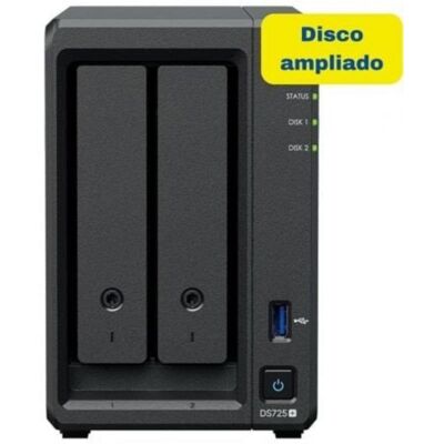 NAS Synology DS725+ 8TB 2 Baias DDR4 4GB 2.5GbE Torre com Expansão NVMe NAS Synology DS725+ 8TB 2 Baias DDR4 4GB 2.5GbE Torre com Expansão NVMe
