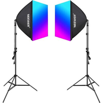 Kit Iluminação Neewer NK800 Softboxes RGB 24W 2700-6500K + Tripés Kit Iluminação Neewer NK800 Softboxes RGB 24W 2700-6500K + Tripés
