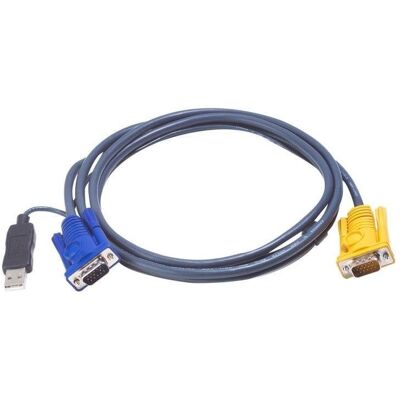 Cabo KVM USB Aten 3 m PS/2 para USB SPHD 3 em 1 VGA HDB-15 Cabo KVM USB Aten 3 m PS/2 para USB SPHD 3 em 1 VGA HDB-15