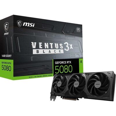Placa gráfica MSI GeForce RTX 5080 VENTUS 3X OC BLACK 16GB GDDR7 Reflex 2 RTX AI DLSS4 Placa gráfica MSI GeForce RTX 5080 VENTUS 3X OC BLACK 16GB GDDR7 Reflex 2 RTX AI DLSS4