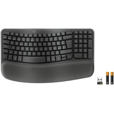Logitech Wave Keys for Business Teclado de Membrana Ergonómico Sem Fios com Apoio de Pulsos (ES) Logitech Wave Keys for Business Teclado de Membrana Ergonómico Sem Fios com Apoio de Pulsos (ES)