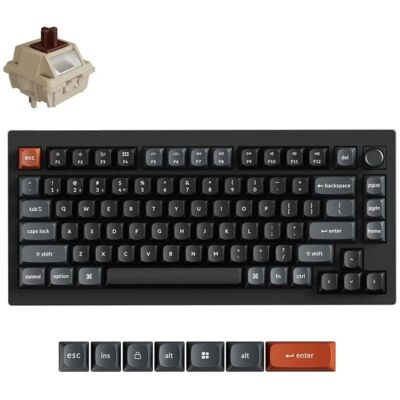 Teclado Keychron V1 Ultra 8K Wireless Hot-swappable RGB Brown Switch compacto com layout espanhol Teclado Keychron V1 Ultra 8K Wireless Hot-swappable RGB Brown Switch compacto com layout espanhol