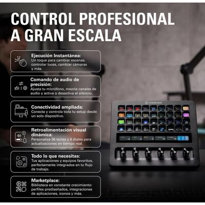 Painel de controlo Elgato Stream Deck + XL 36 teclas LCD 6 dials USB-C Painel de controlo Elgato Stream Deck + XL 36 teclas LCD 6 dials USB-C