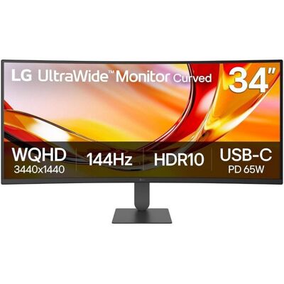 Monitor LG UltraWide 34U640B-B 34" UltraWide QHD 144Hz VA Curvo HDR10 USB-C Altura ajustável Monitor LG UltraWide 34U640B-B 34" UltraWide QHD 144Hz VA Curvo HDR10 USB-C Altura ajustável