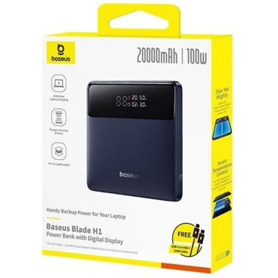 baseus Bateria Externa Compacta de Alta Capacidade 20 000 mAh Carga Rápida com Ecrã Digital, 100 W, Preto baseus Bateria Externa Compacta de Alta Capacidade 20 000 mAh Carga Rápida com Ecrã Digital, 100 W, Preto