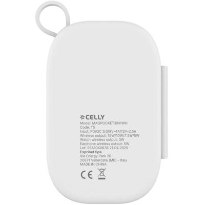 Carregador Sem Fios Celly MAGPOCKET3IN1WH USB MagSafe Branco Carregador Sem Fios Celly MAGPOCKET3IN1WH USB MagSafe Branco