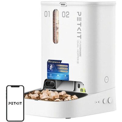 Distribuidor de comida para animais Petkit YumShare Dual-Hopper com câmara Distribuidor de comida para animais Petkit YumShare Dual-Hopper com câmara